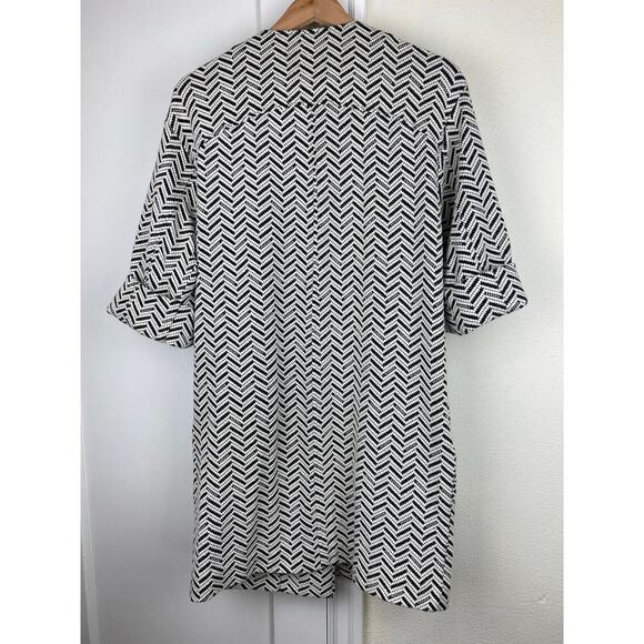 Chico's Women's 0 Black White Chevron Striped 3/4 Sleeve Duster Jacket - Picture 6 of 9